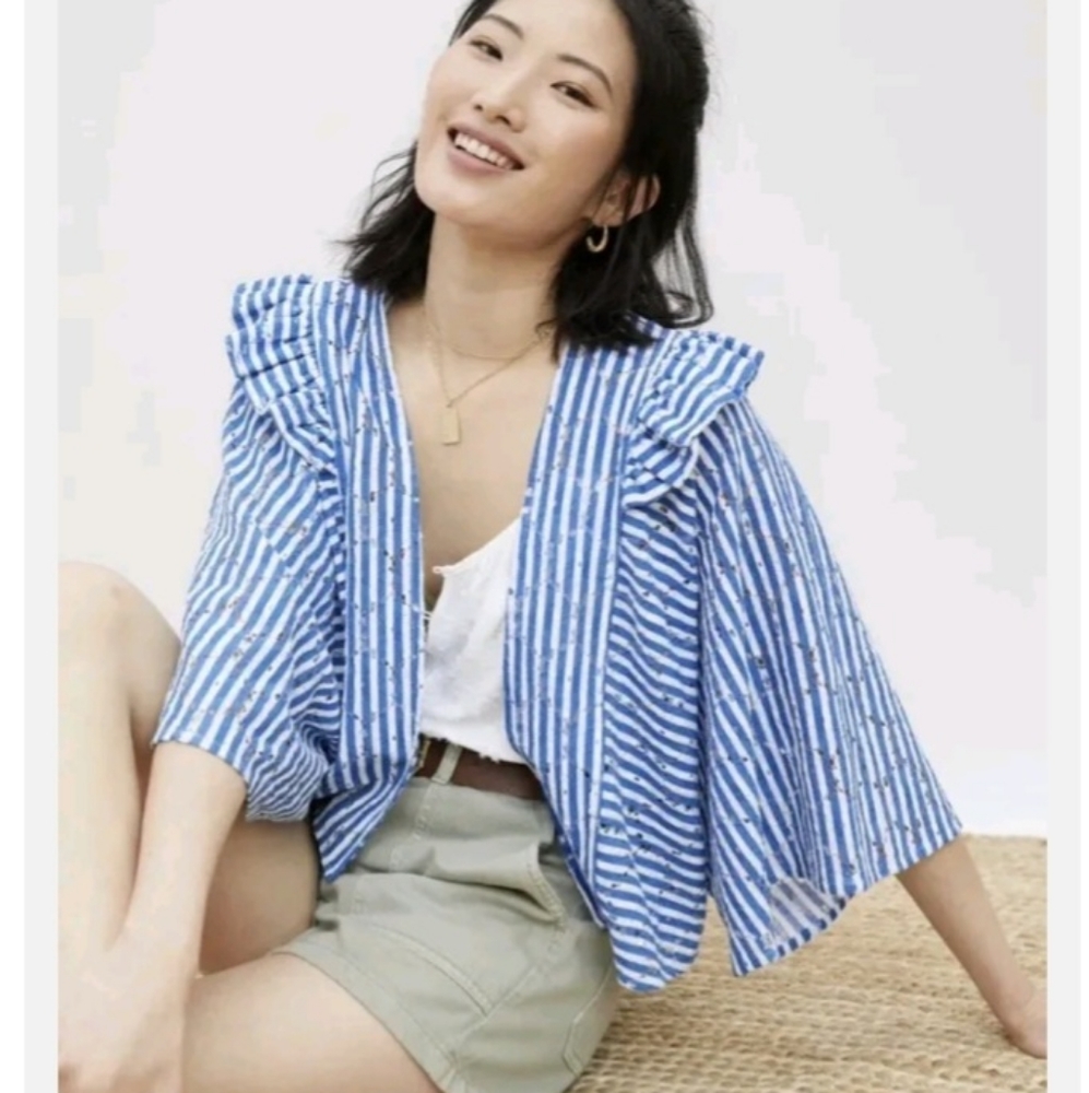 Anthropologie NEW Blue White Open Schrug One Size